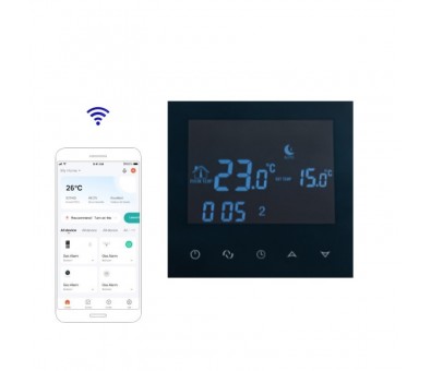 Kambario termostatas SENSUS BL1 su Wi-Fi, 230V potinkinis, juodas